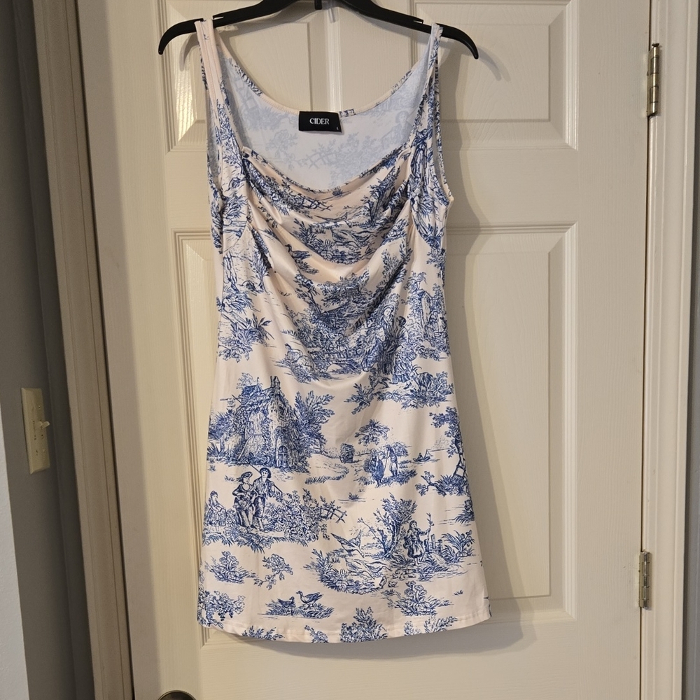 Cider Blue and White Mini Dress